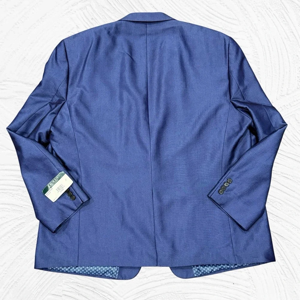 Lauren Ralph Lauren Leland Blazer Mens 40R Blue Solid Single Vent Two-Button NEW